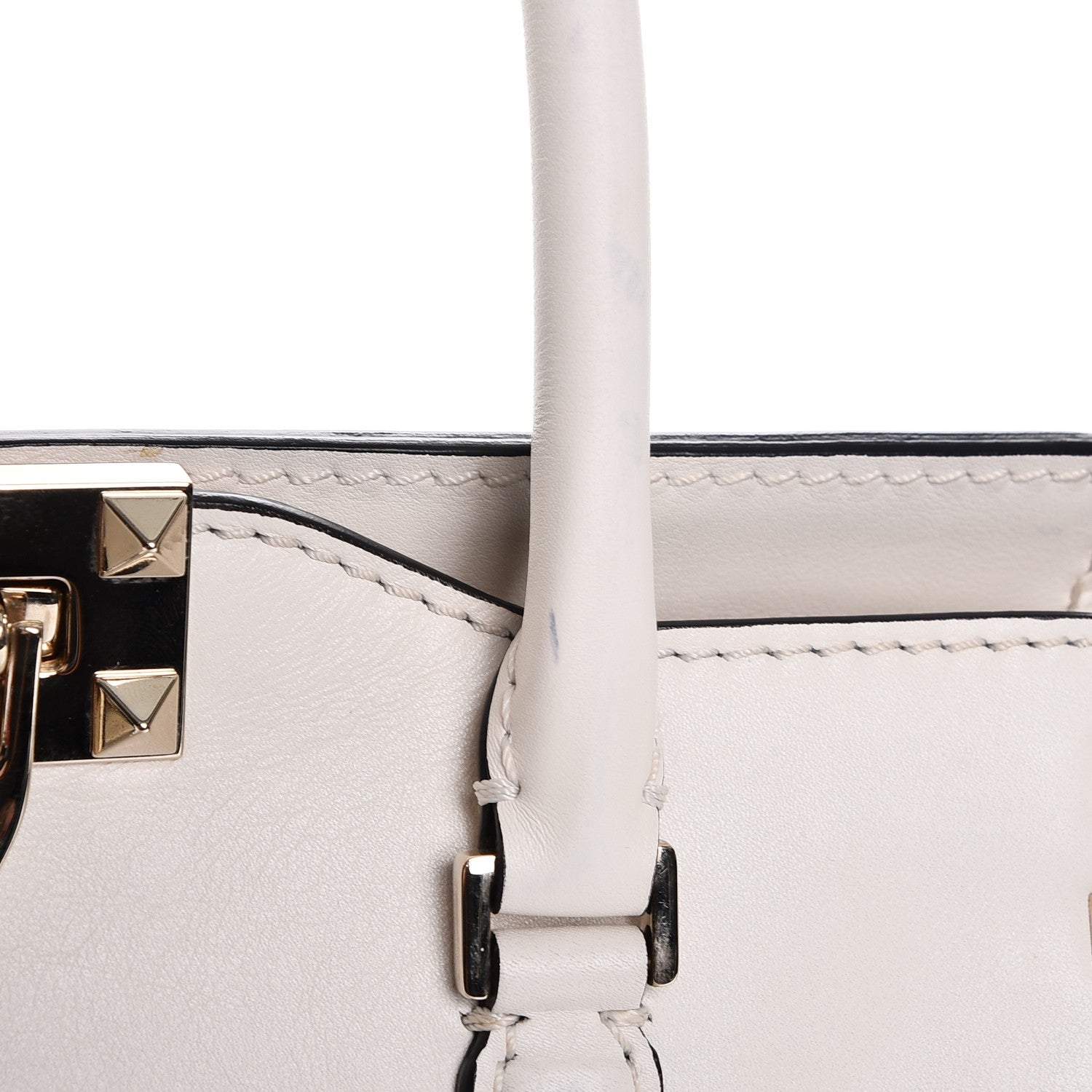 Valentino Garavani Vitello Rockstud Double Handle Tote Ivory 15 of 15