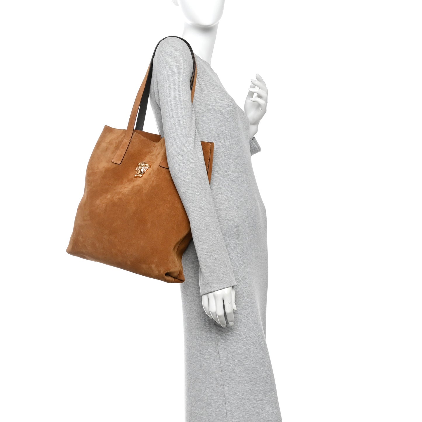 Suede La Medusa Tote Bag  Cognac