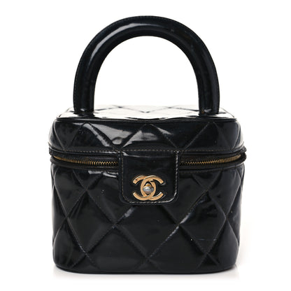 Chanel Patent Quilted Vanity Cosmetic Case Black 1 of 14