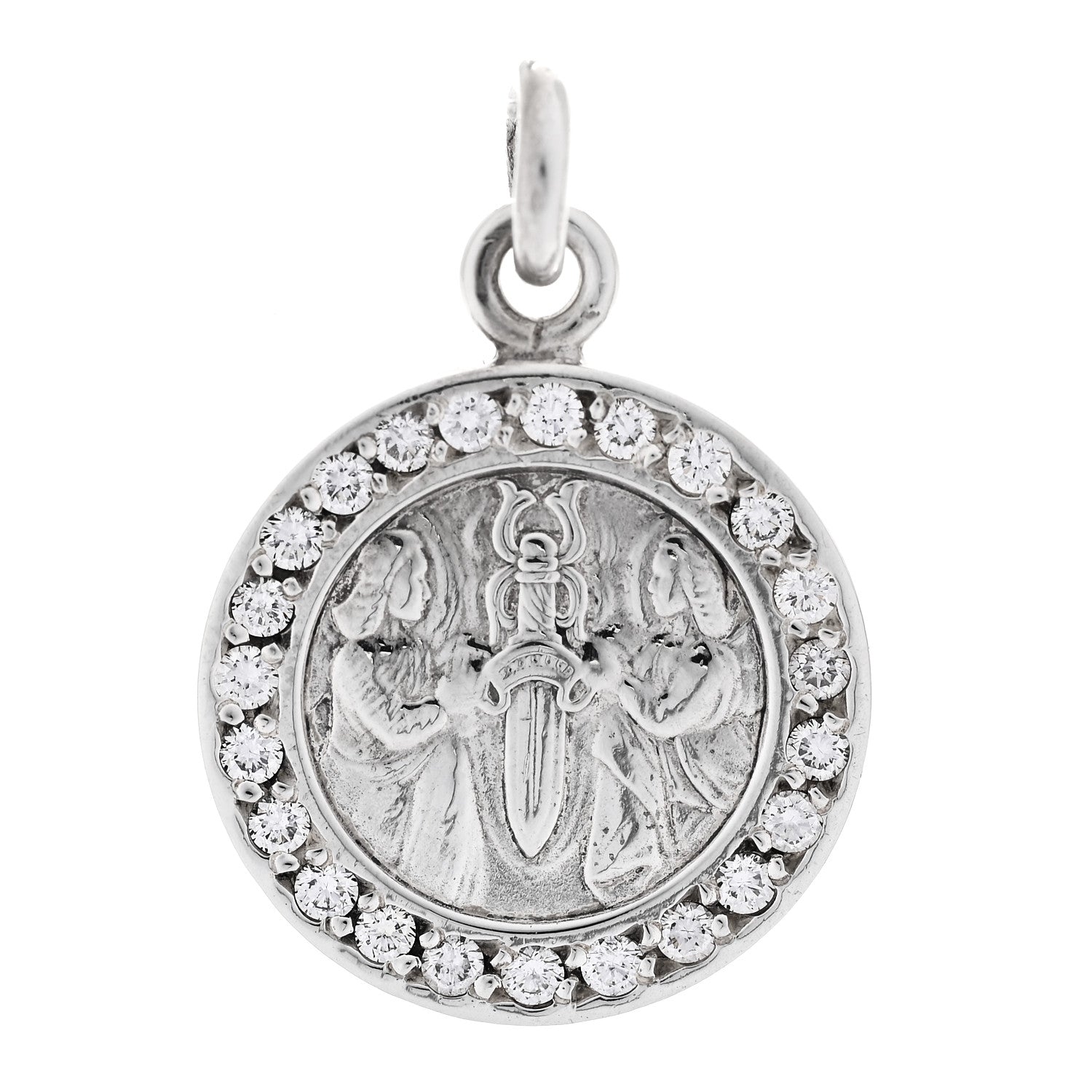 Chrome Hearts Sterling Silver Diamond Angel Dagger Charm Pendant 1 of 3