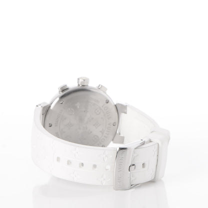 Louis Vuitton Stainless Steel Rubber Diamond Mother of Pearl 34mm Tambour Lovely Cup Quartz Watch 3 of 12