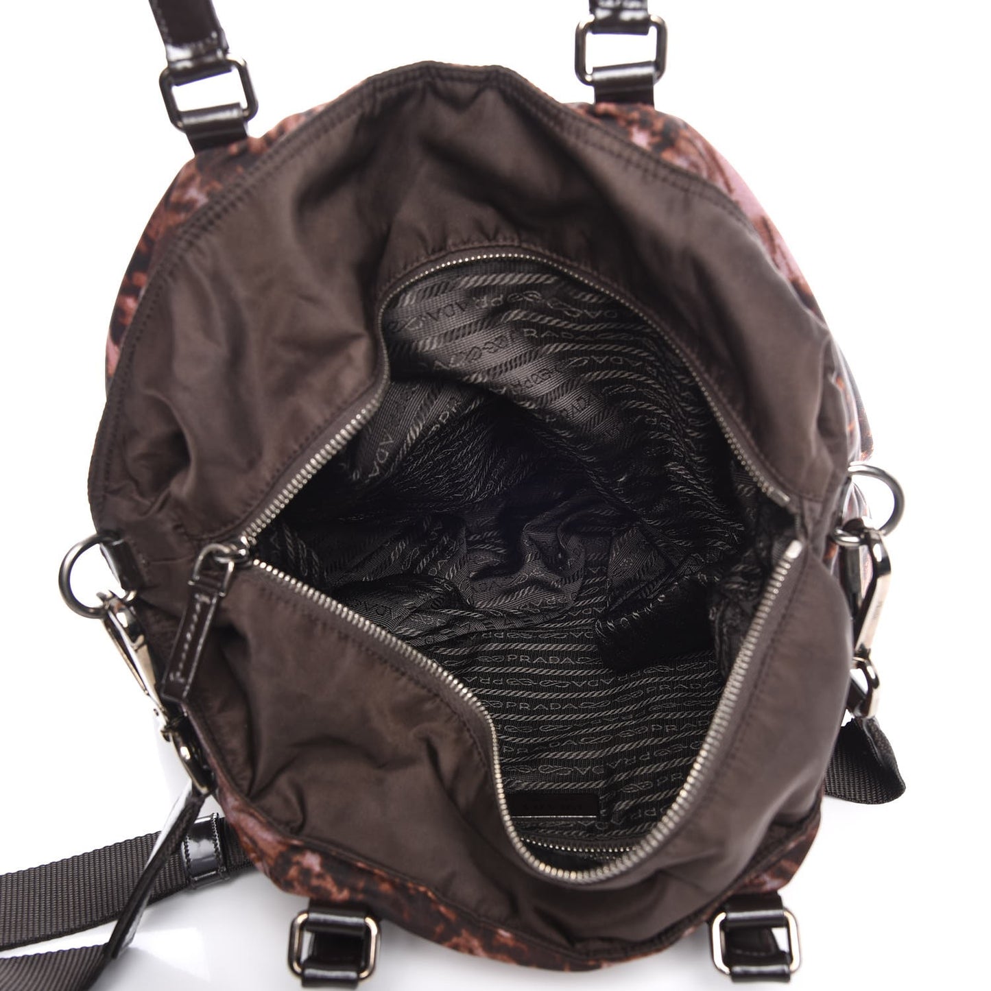 Tessuto Nylon Stampato Alabastro Print Tote Pink Brown