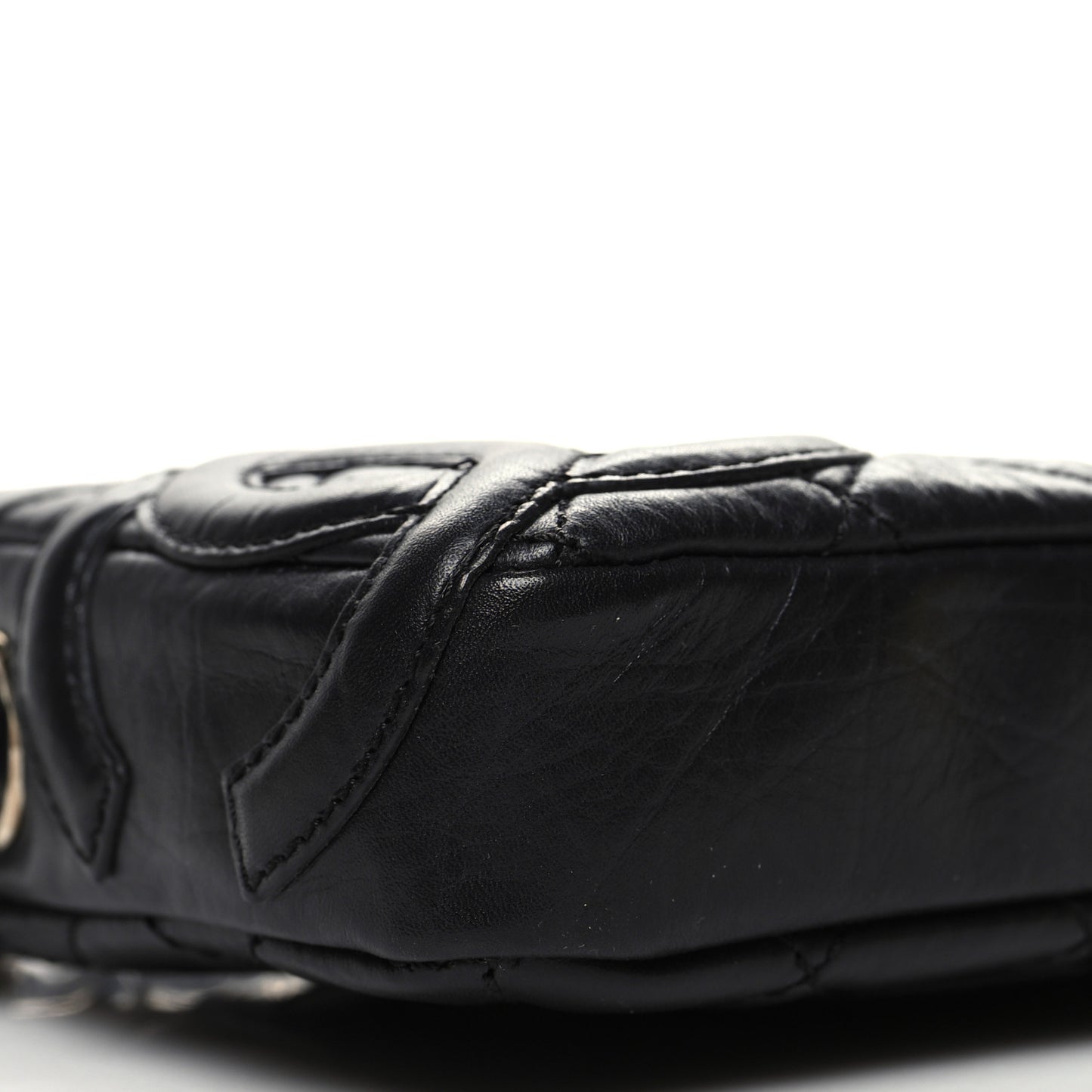 Aged Calfskin Quilted Cotton Club Pochette Black