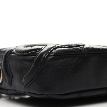 Chanel Aged Calfskin Quilted Cotton Club Pochette Black 9 of 10