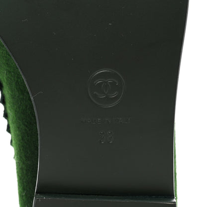 Chanel Wool Felt Crystal Embellished Flower Loafers 38 Green 8 of 8