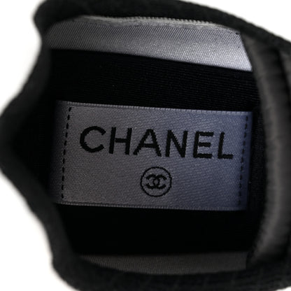 Chanel Nylon Calfskin Suede Womens CC Sneakers 40 Black Grey White 9 of 11
