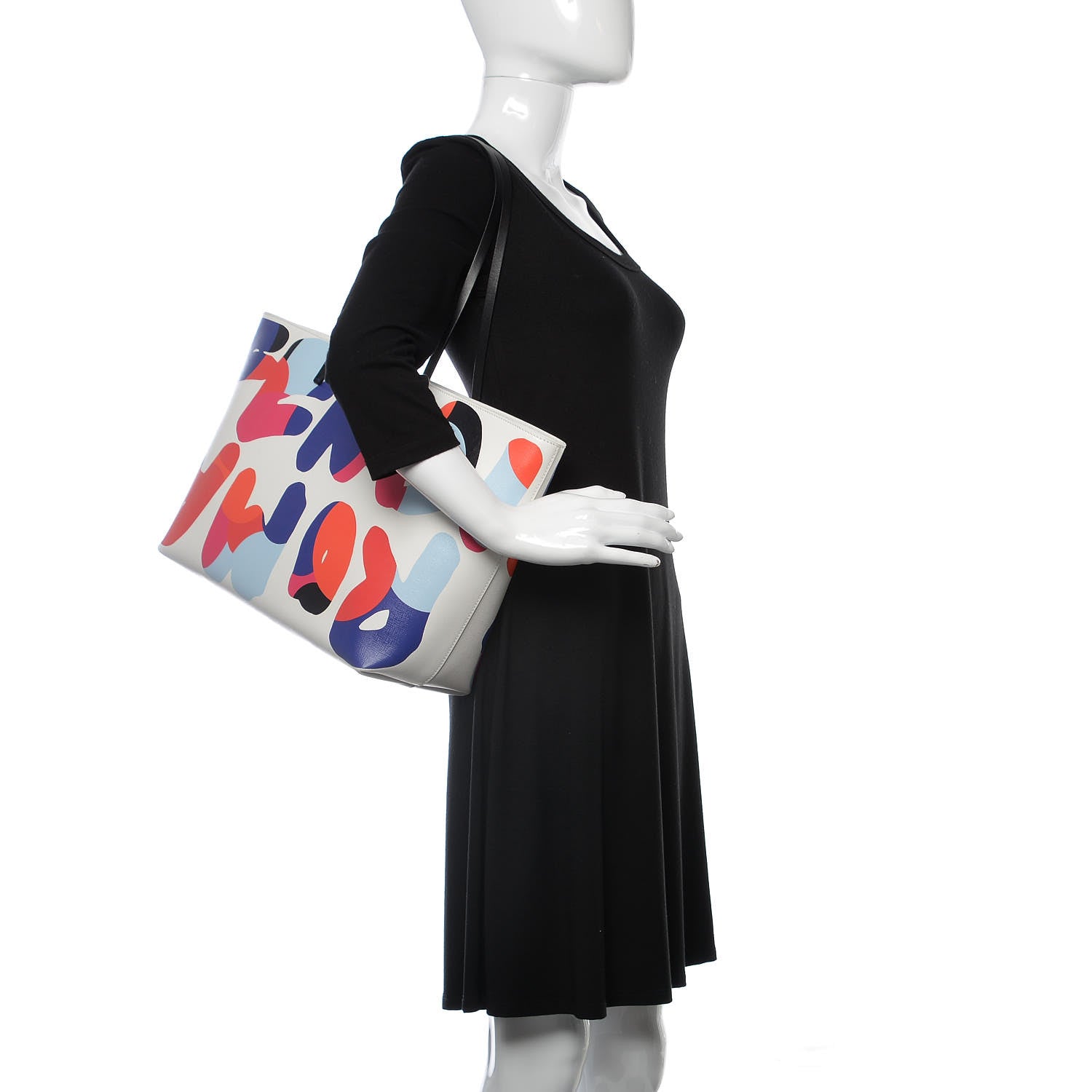 Fendi Vitello Elite Roma Print Signature Roll Tote White Multicolor 2 of 13