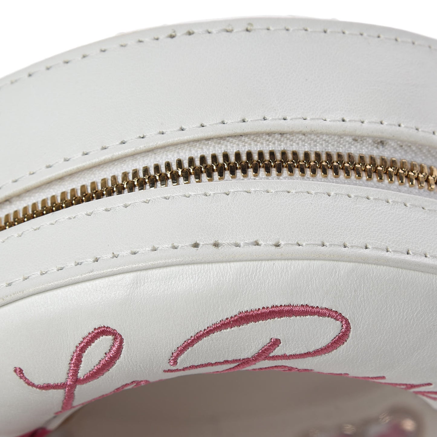 Lambskin Coco Lifesaver Round Bag Pink White