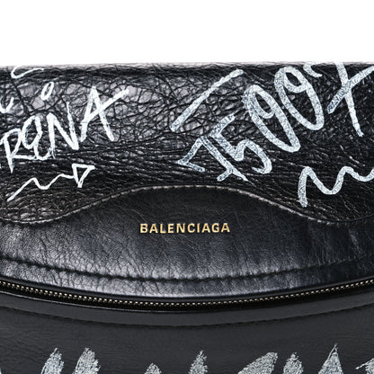 Balenciaga Agneau Arena Graffiti All Over XS Souvenir Belt Bag Black White 6 of 8