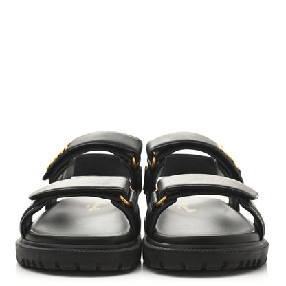 Christian Dior Lambskin Dioract 10mm Sandals 37.5 Black 2 of 20