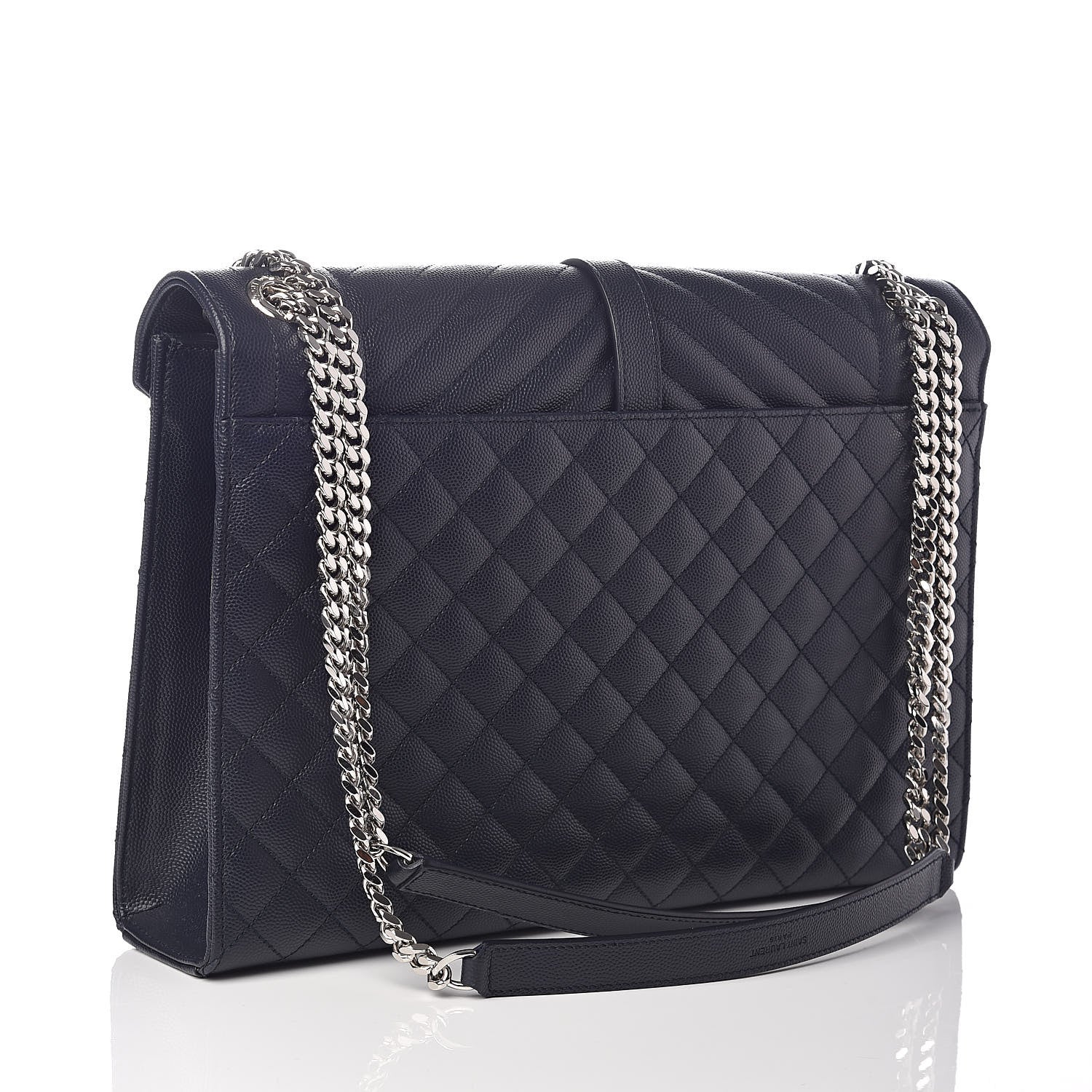 Saint Laurent Grain De Poudre Large Tri-Quilt Monogram Satchel Deep Marine 3 of 9
