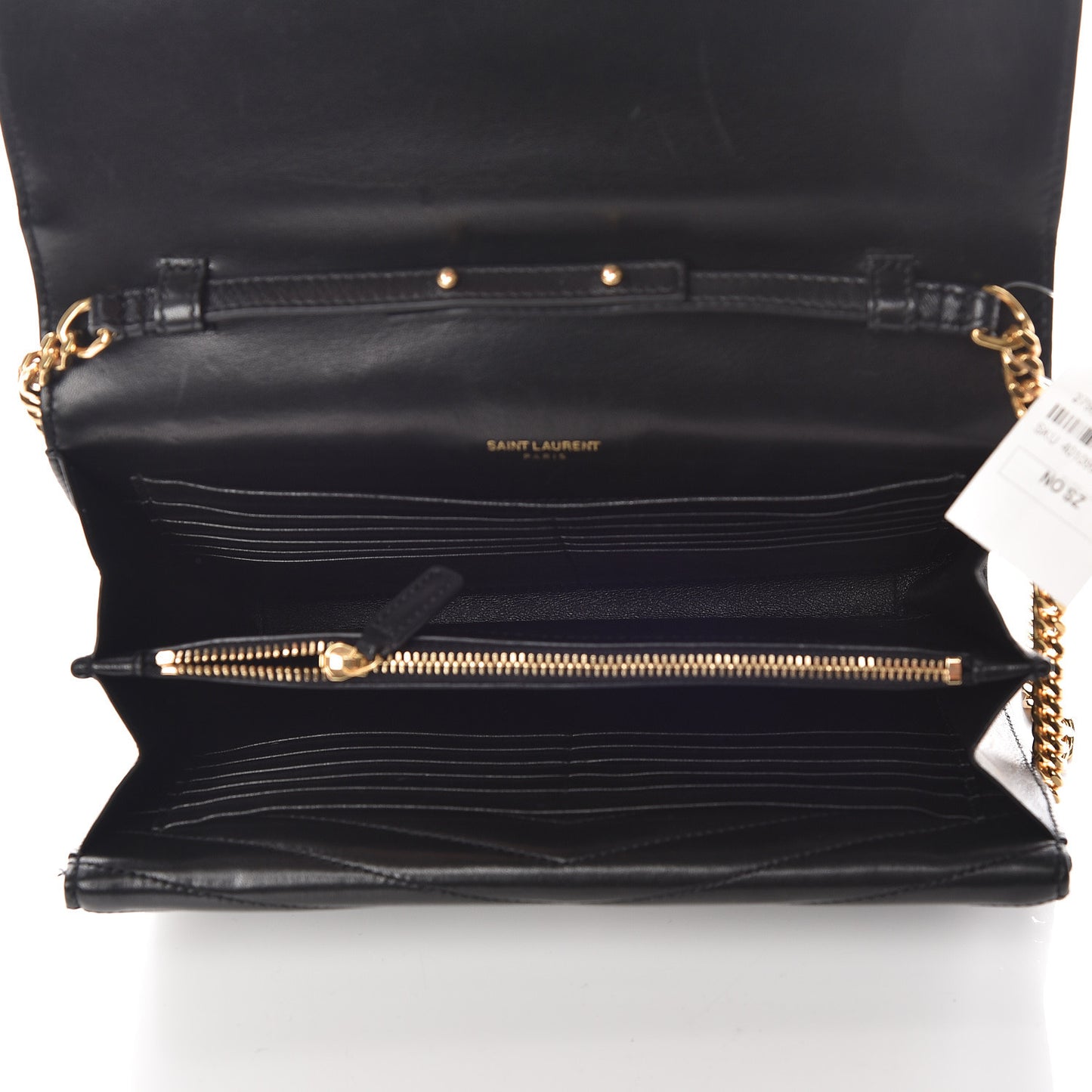 Lambskin Matelasse Chevron Monogram Sulpice Chain Wallet Black