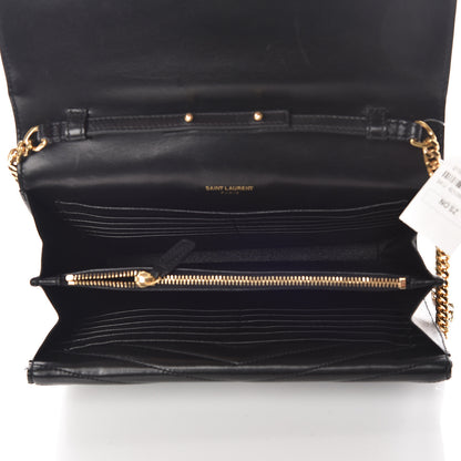 Saint Laurent Lambskin Matelasse Chevron Monogram Sulpice Chain Wallet Black 7 of 9