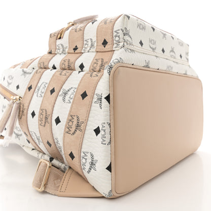 MCM Metallic Visetos Striped Medium Stark Backpack White Beige 9 of 12