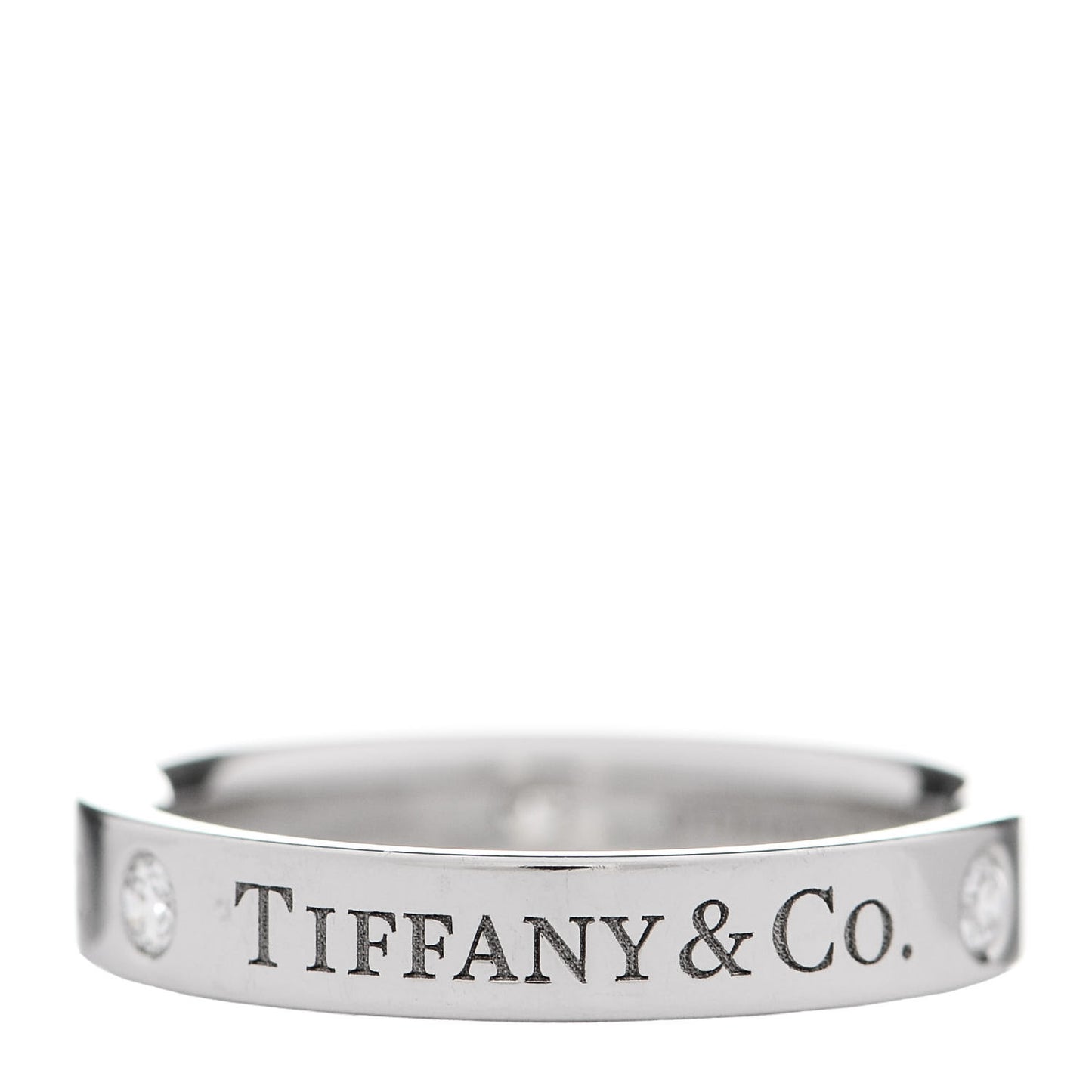 Platinum Diamond Logo Band Ring 46 3.75