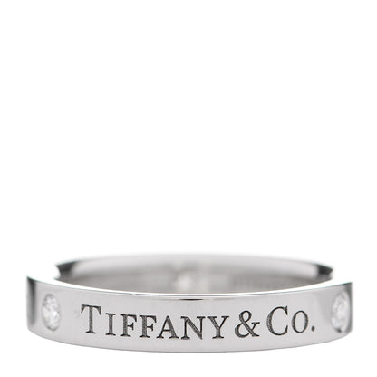 Tiffany Platinum Diamond Logo Band Ring 46 3.75 1 of 5