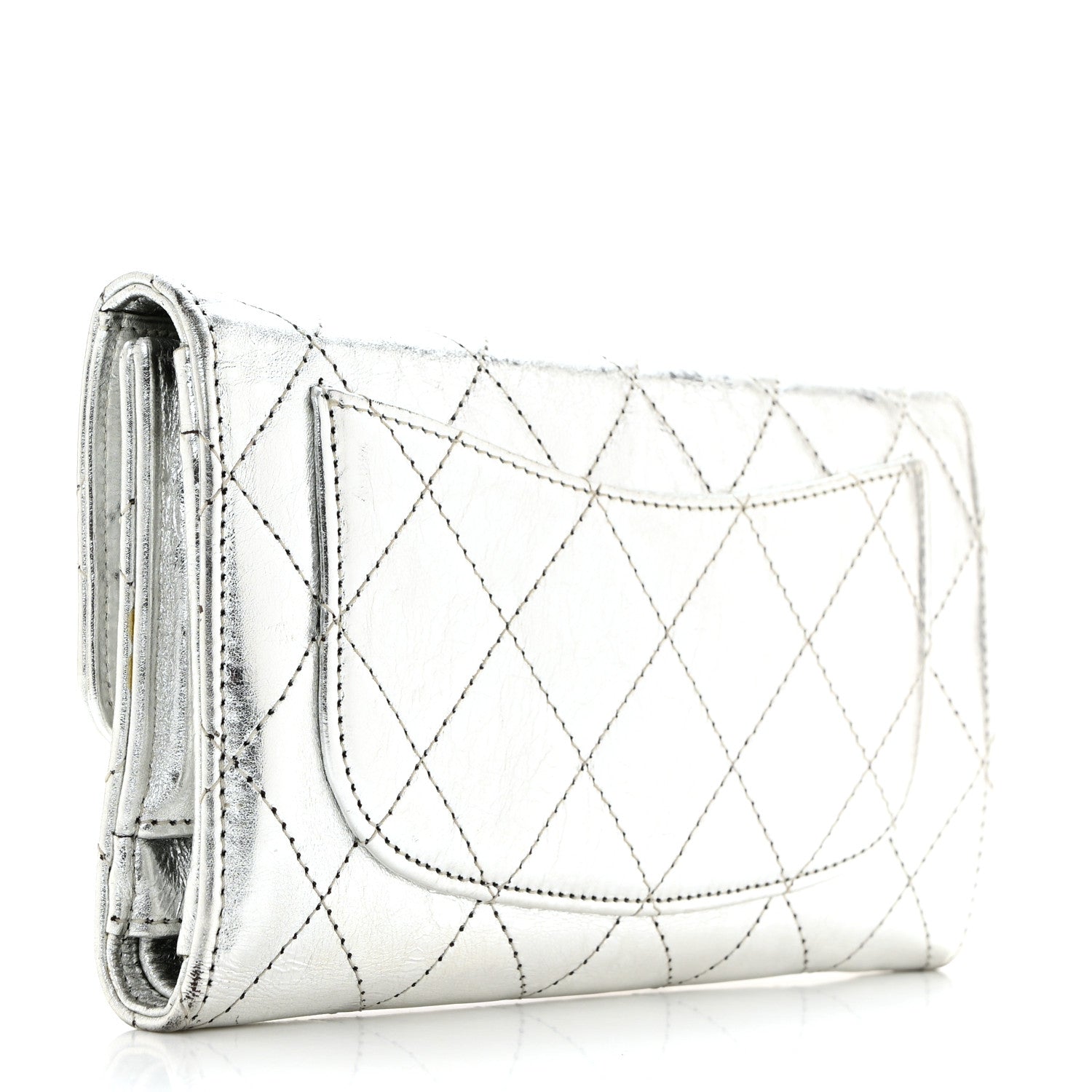 Chanel Metallic Aged Calfskin Quilted Reissue Long Flap Wallet Light Silver 3 of 8