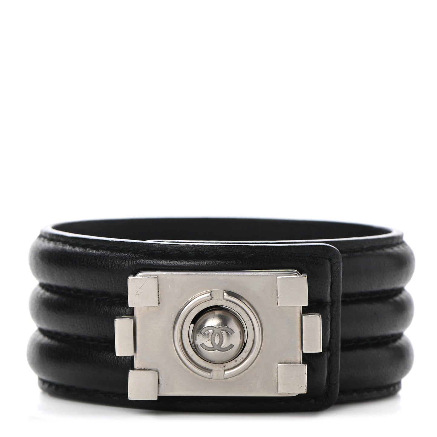 Calfskin CC Boy Bracelet L Black