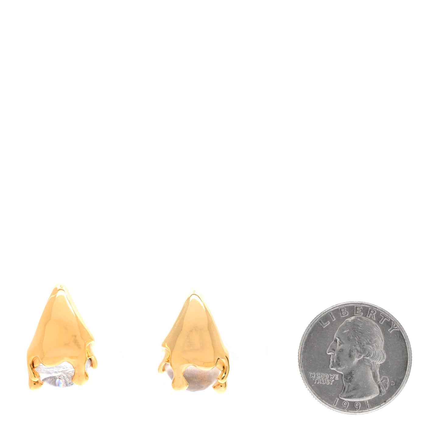 18K Yellow Gold Sterling Silver Rock Crystal Quartz Mini Drop Earrings Gold