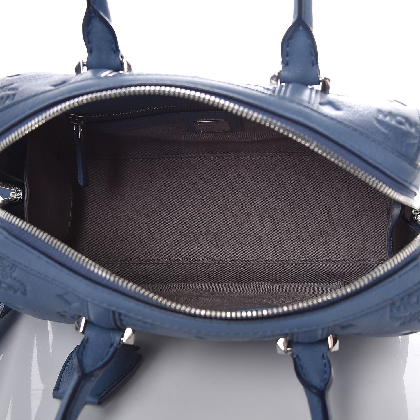 Calfskin Ottomar Monogram Small Boston Bag Blue