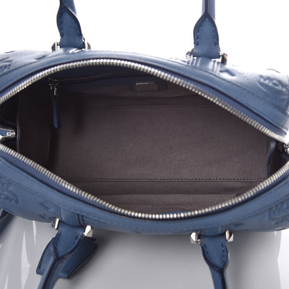 MCM Calfskin Ottomar Monogram Small Boston Bag Blue 5 of 17