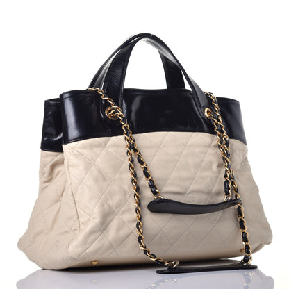 Chanel Calfskin Quilted In The Mix Shopping Tote Beige Black 5 of 20