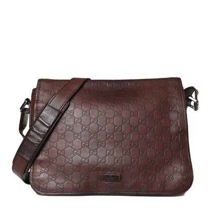 Gucci Guccissima Flap Messenger Bag Dark Brown 1 of 30