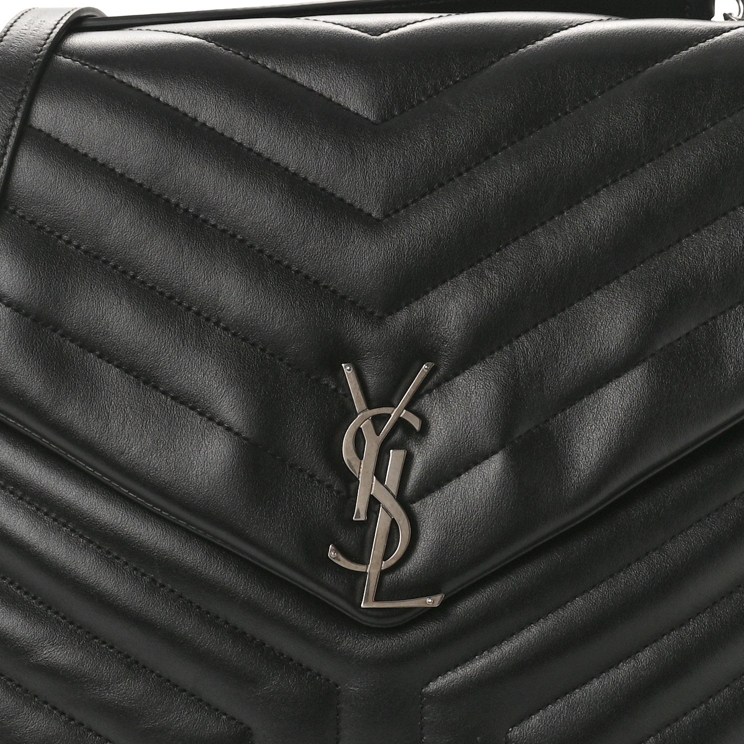 Saint Laurent Calfskin Y Quilted Monogram Large Loulou Chain Satchel Black 10 of 12