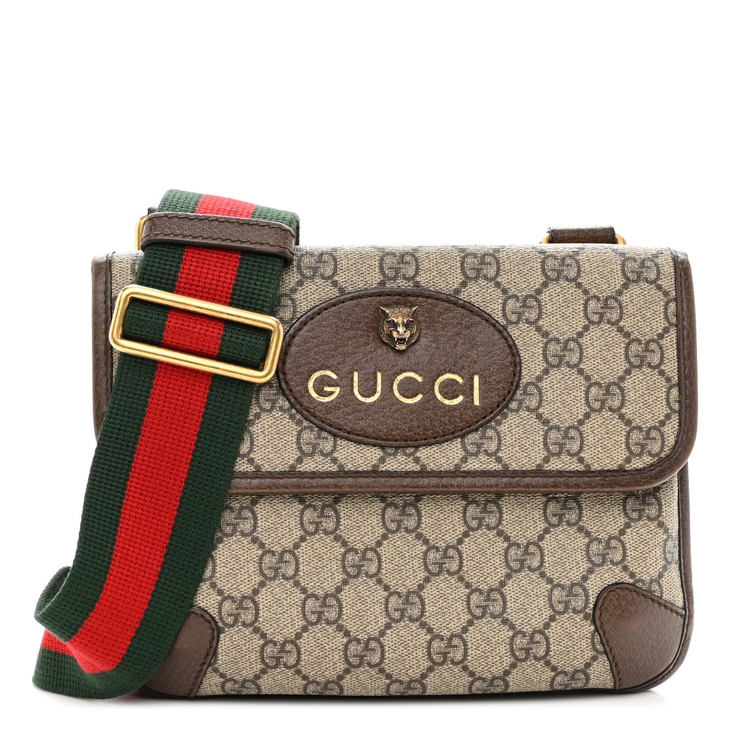 GG Supreme Monogram Web Small Neo Vintage Double Flap Messenger Bag Beige New Acero