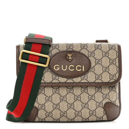 Gucci GG Supreme Monogram Web Small Neo Vintage Double Flap Messenger Bag Beige New Acero 1 of 11