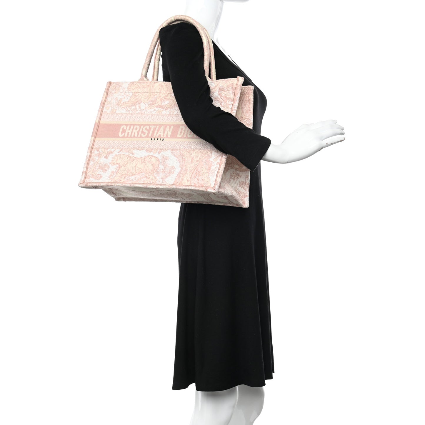 Canvas Embroidered Medium Dioriviera Toile De Jouy Book Tote Rose
