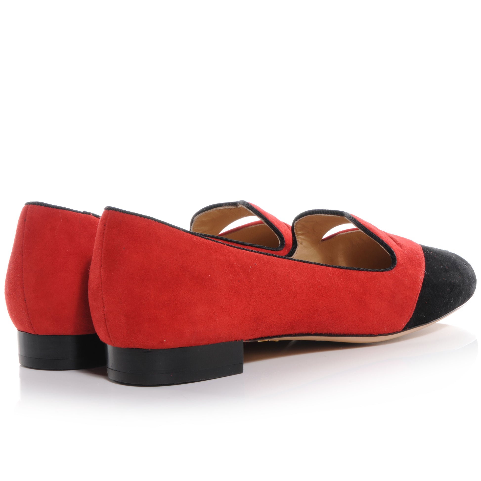 FASHIONPHILE CHARLOTTEOLYMPIASuedeBisouxLip-DetailSmokingSlippers39Red 4 of 6