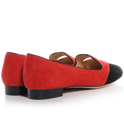 FASHIONPHILE CHARLOTTEOLYMPIASuedeBisouxLip-DetailSmokingSlippers39Red 4 of 6