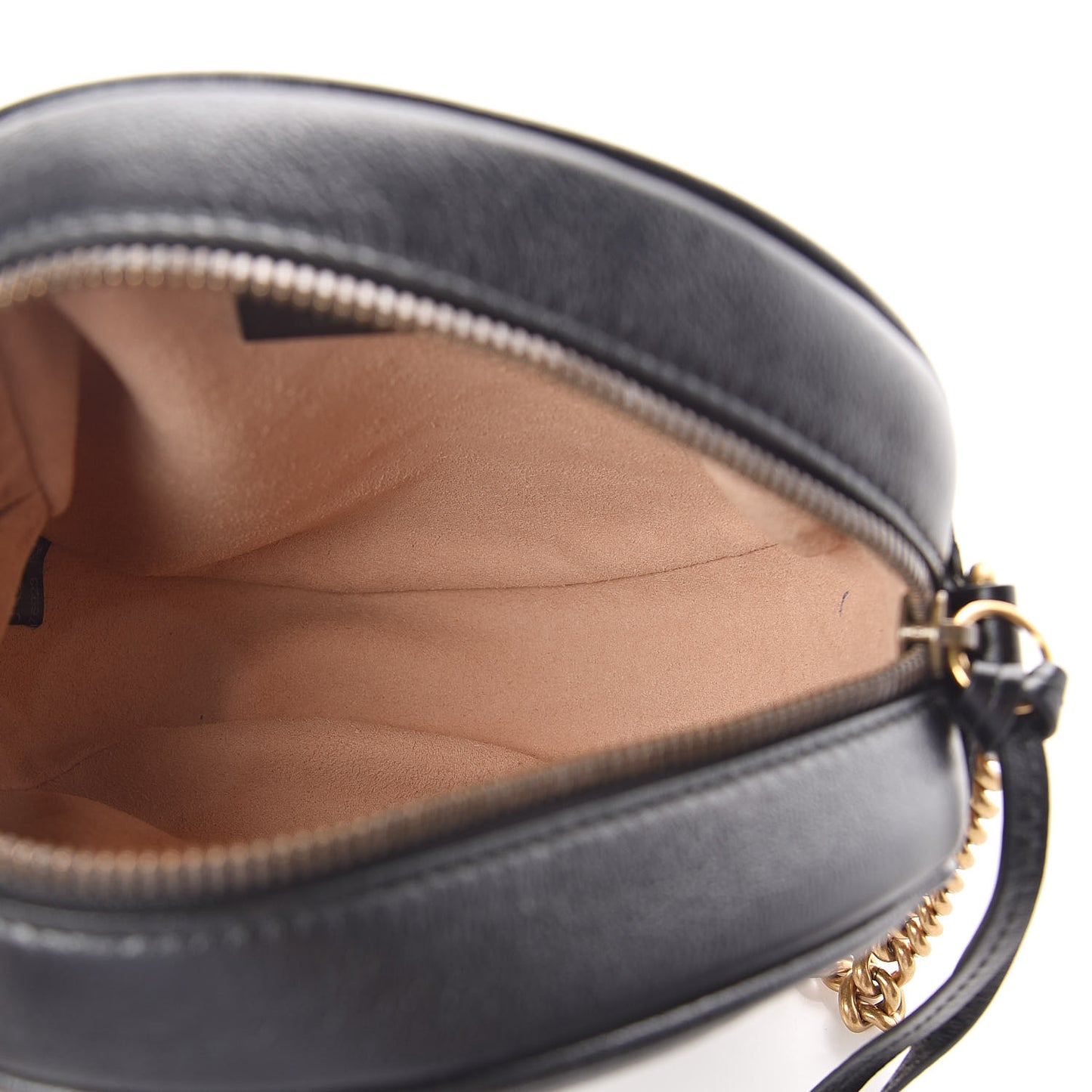 Azalea Calfskin Matelasse Heart Mini GG Marmont Round Shoulder Bag Black