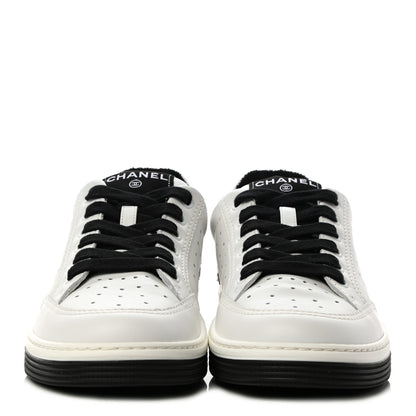 Chanel Calfskin Womens Logo Sneakers 38 Black White 2 of 8