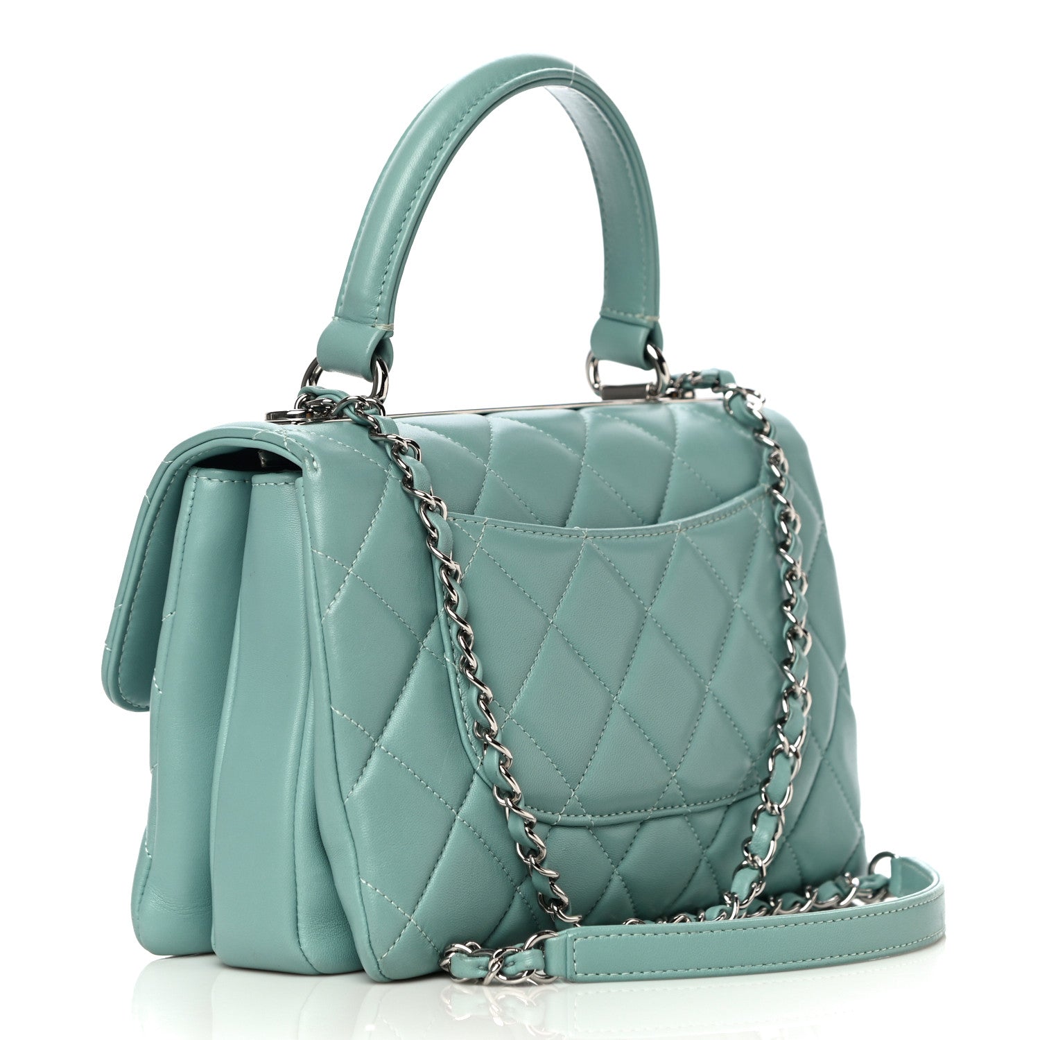 Chanel Lambskin Quilted Small Trendy CC Flap Dual Handle Bag Light Green 2 of 14