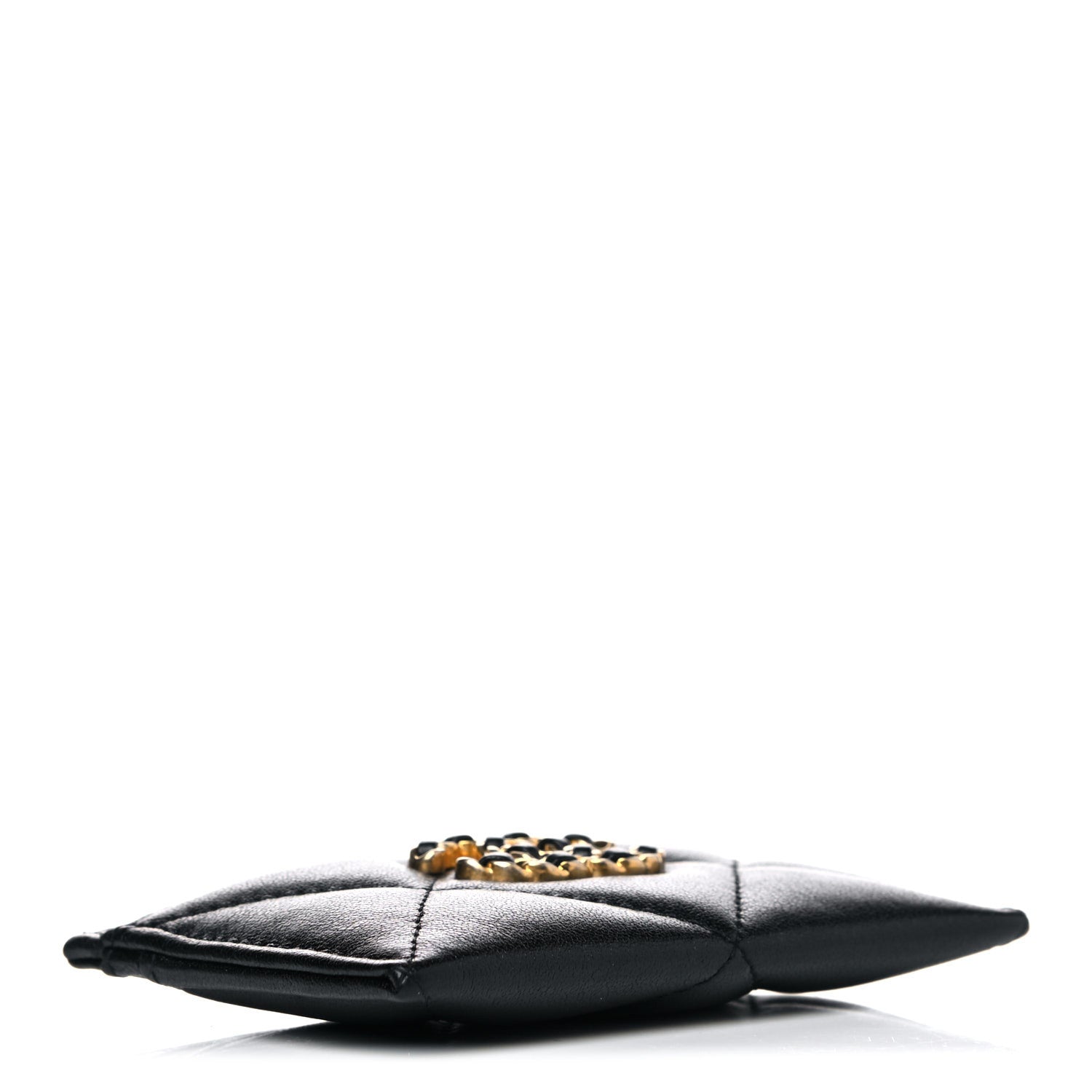 Chanel Shiny Goatskin Quilted Chanel 19 Card Holder Black 4 of 9