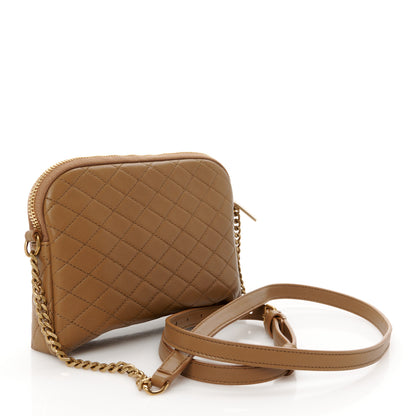 Saint Laurent Lambskin Quilted Gaby Zipped Pouch Dark Cork 3 of 9