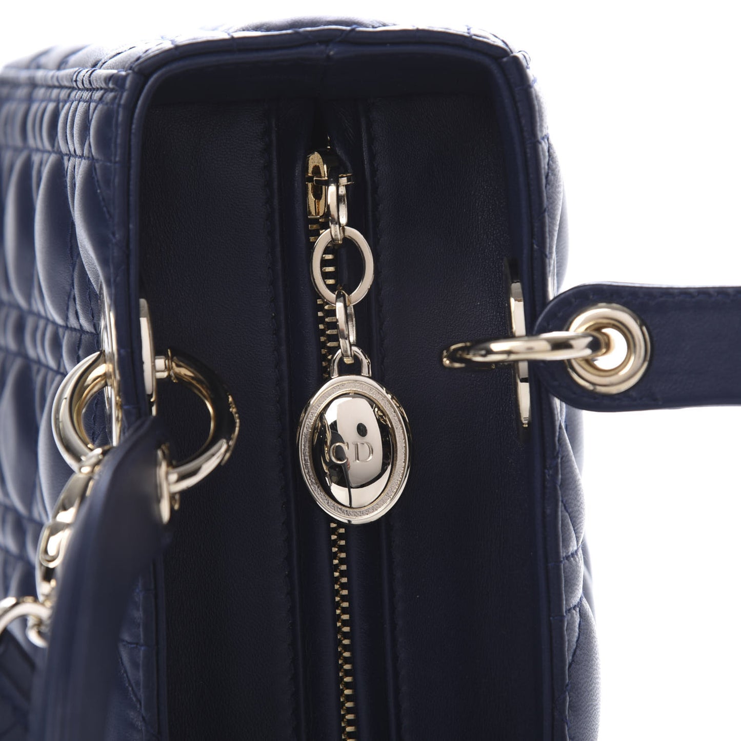 Lambskin Cannage Medium Lady Dior Navy Blue