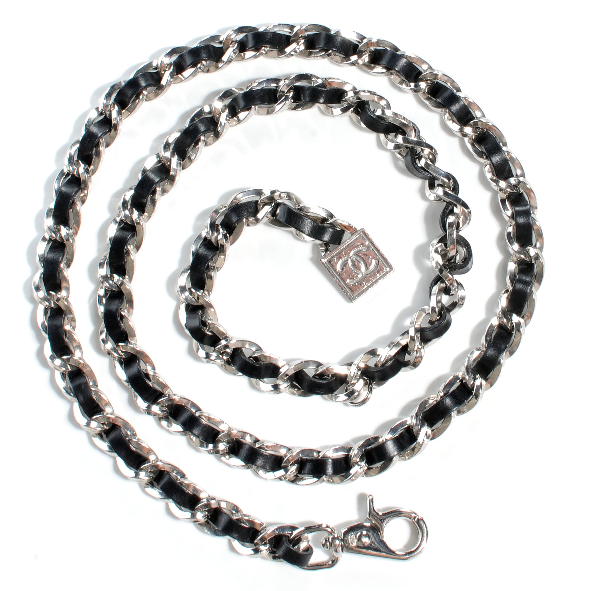 Chanel Leather Silver Chain Link Belt Black 5 of 5