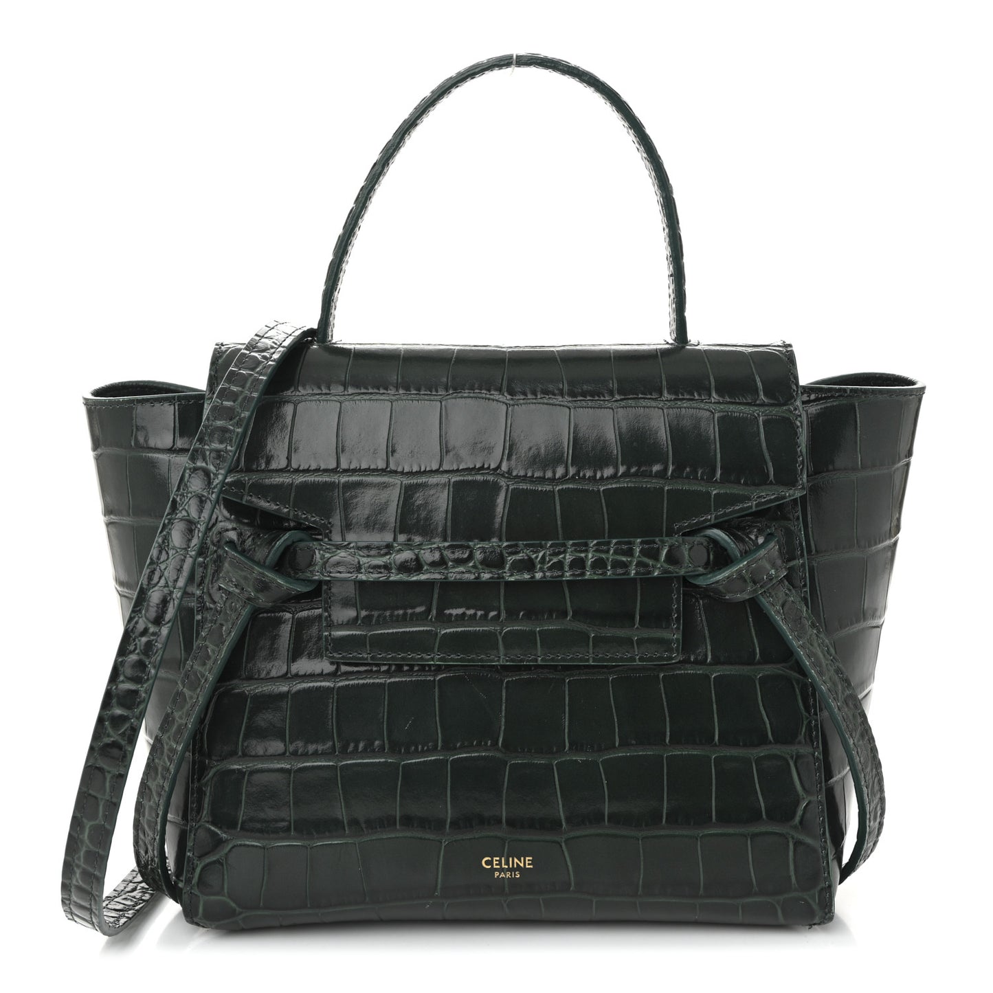 Calfskin Crocodile Embossed Nano Belt Bag Amazone