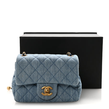 Chanel Denim Quilted Mini Pearl Crush Flap Blue 11 of 11