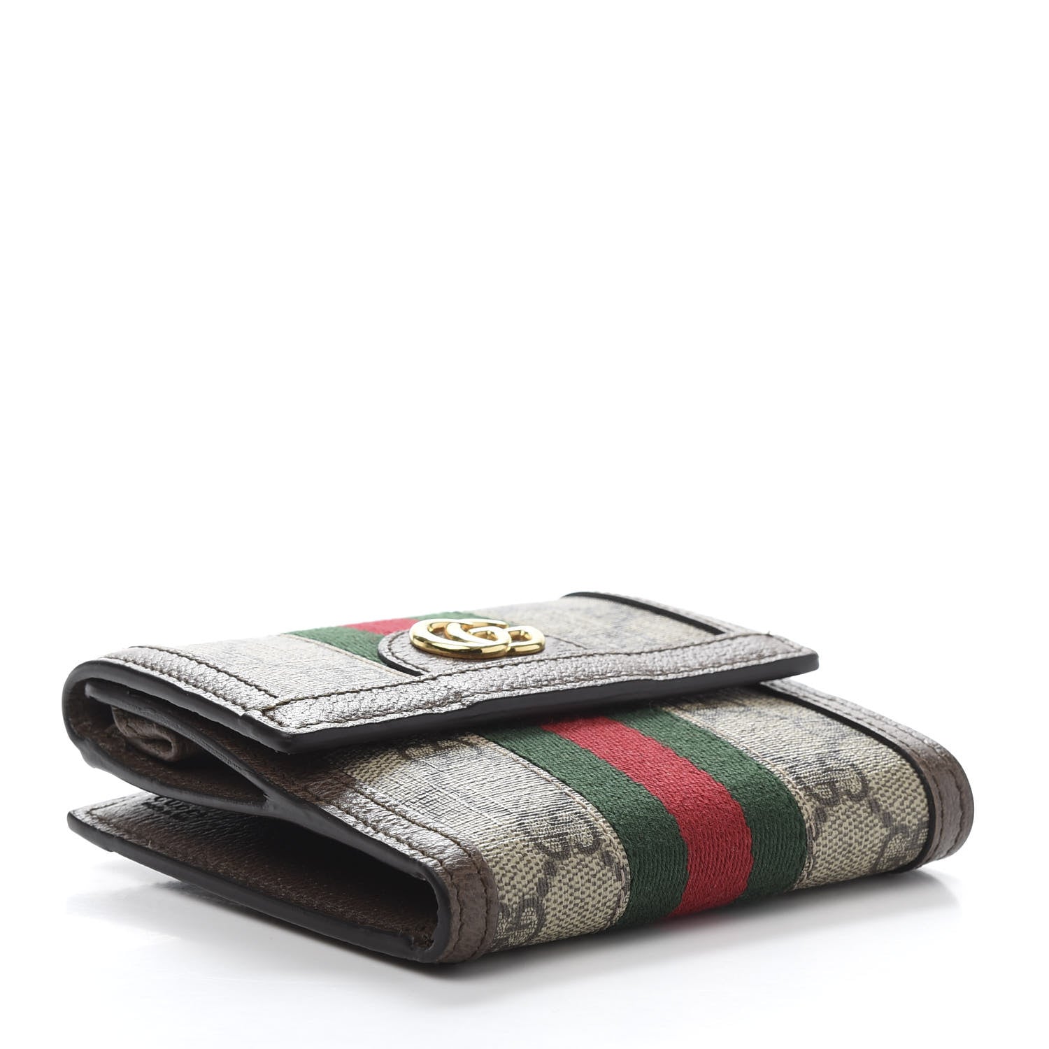 Gucci GG Supreme Monogram Web Ophidia French Flap Wallet Beige New Acero 4 of 11
