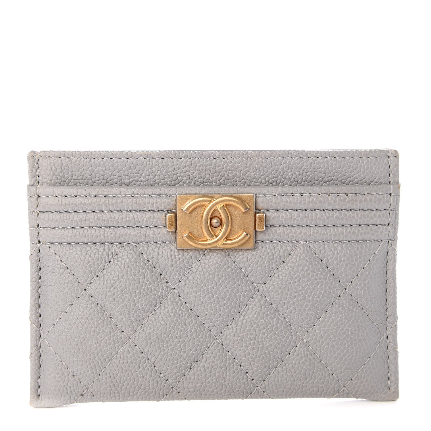 Chanel Caviar Quilted Boy Card Holder Grey 1 of 7