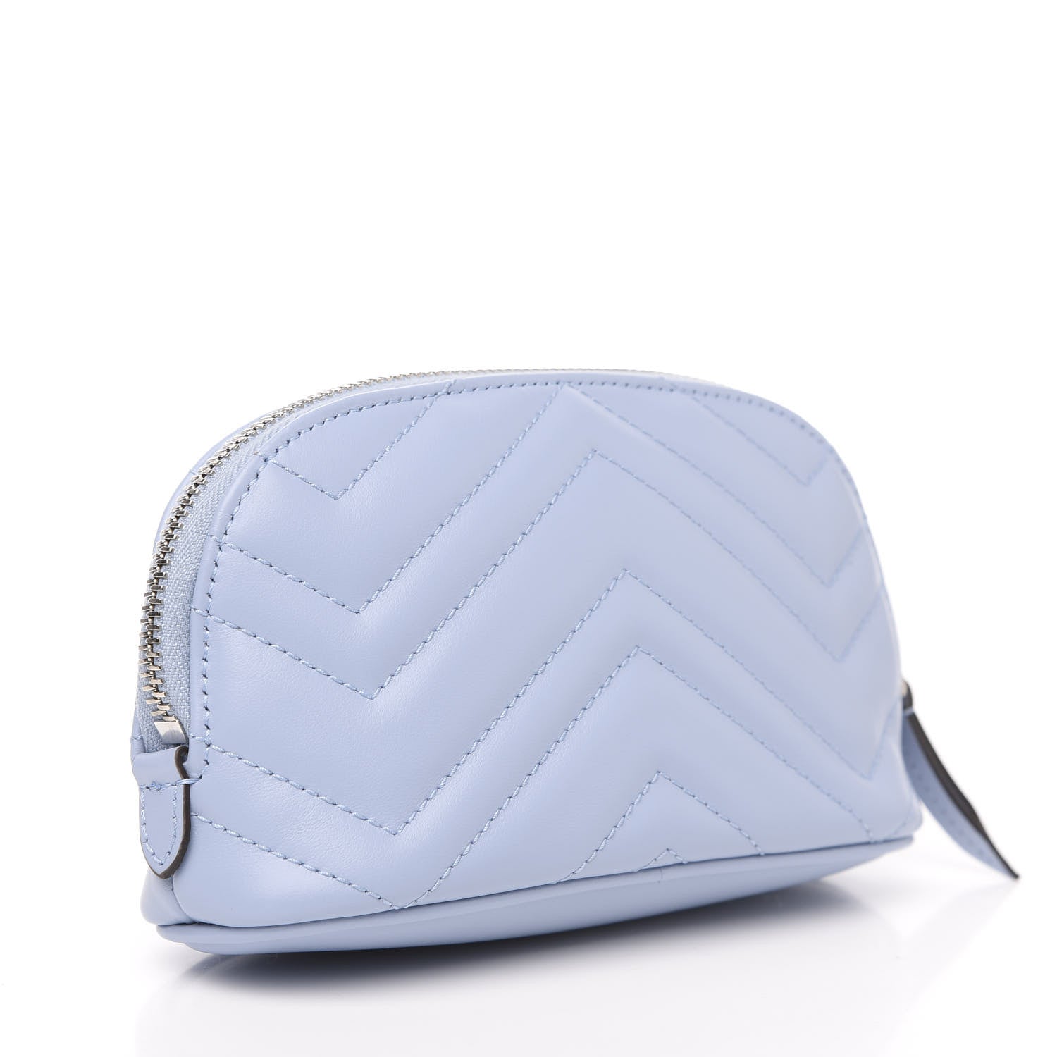 Gucci Calfskin Matelasse GG Marmont Pouch Cosmetic Case Porcelain Light Blue 2 of 10