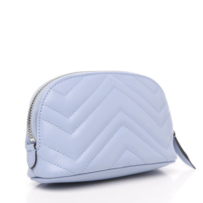 Gucci Calfskin Matelasse GG Marmont Pouch Cosmetic Case Porcelain Light Blue 2 of 10