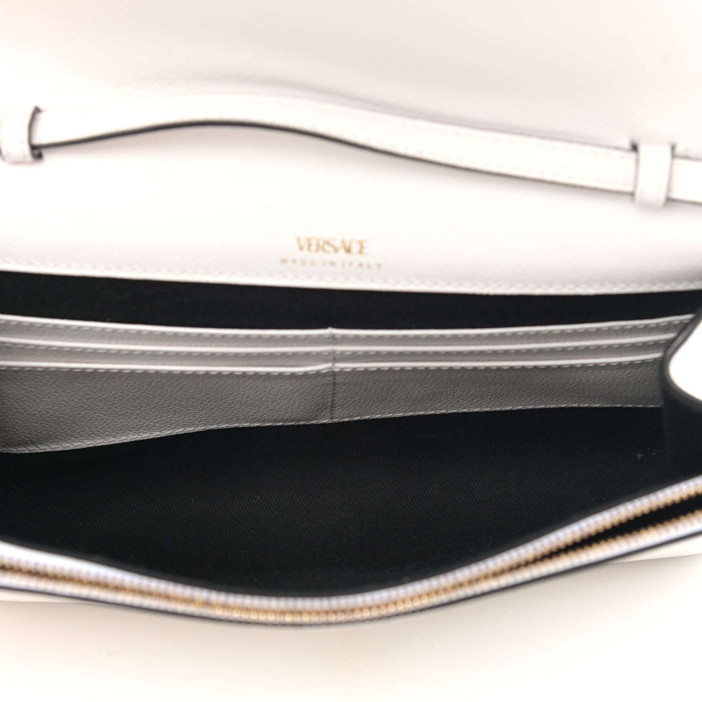 Grained Calfskin La Medusa Crossbody Bag White