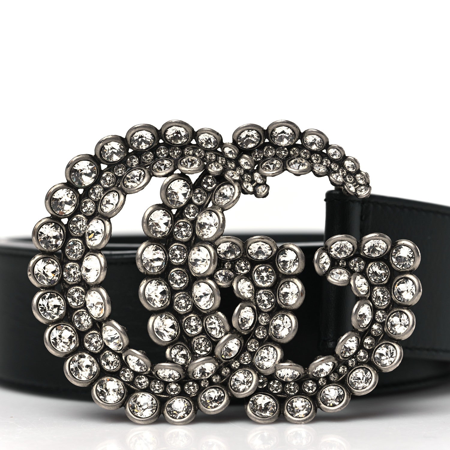 Gucci Calfskin Crystal Double G 40mm Belt 85 34 Black 2 of 5
