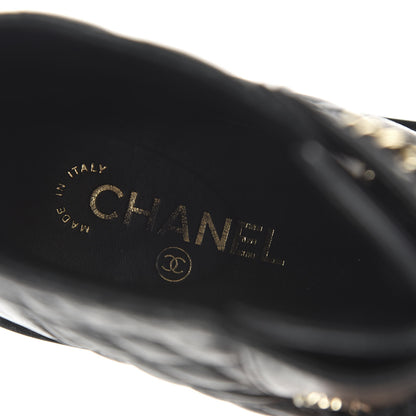 Chanel Shiny Goatskin Calfskin Quilted Lace Up Combat Boots 38 Black 7 of 9