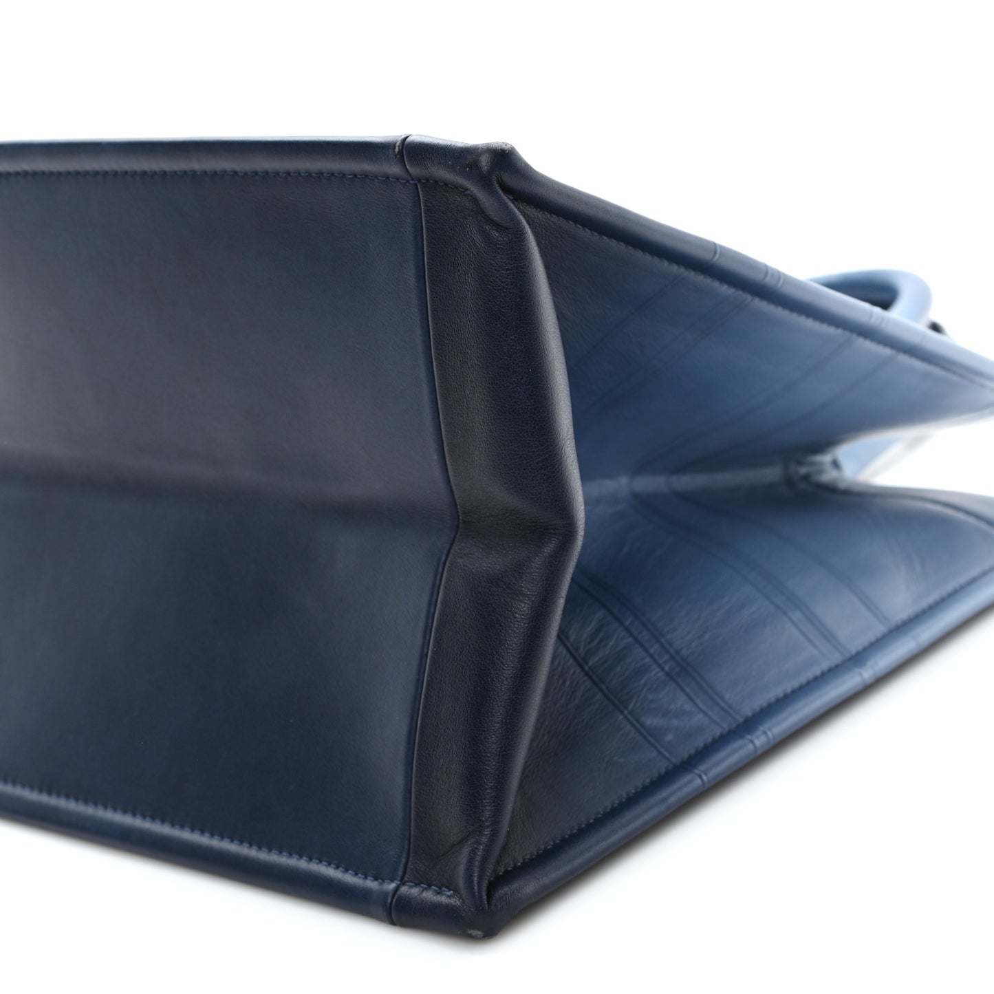 Gradient Smooth Calfskin Embossed Medium Book Tote Indigo Blue
